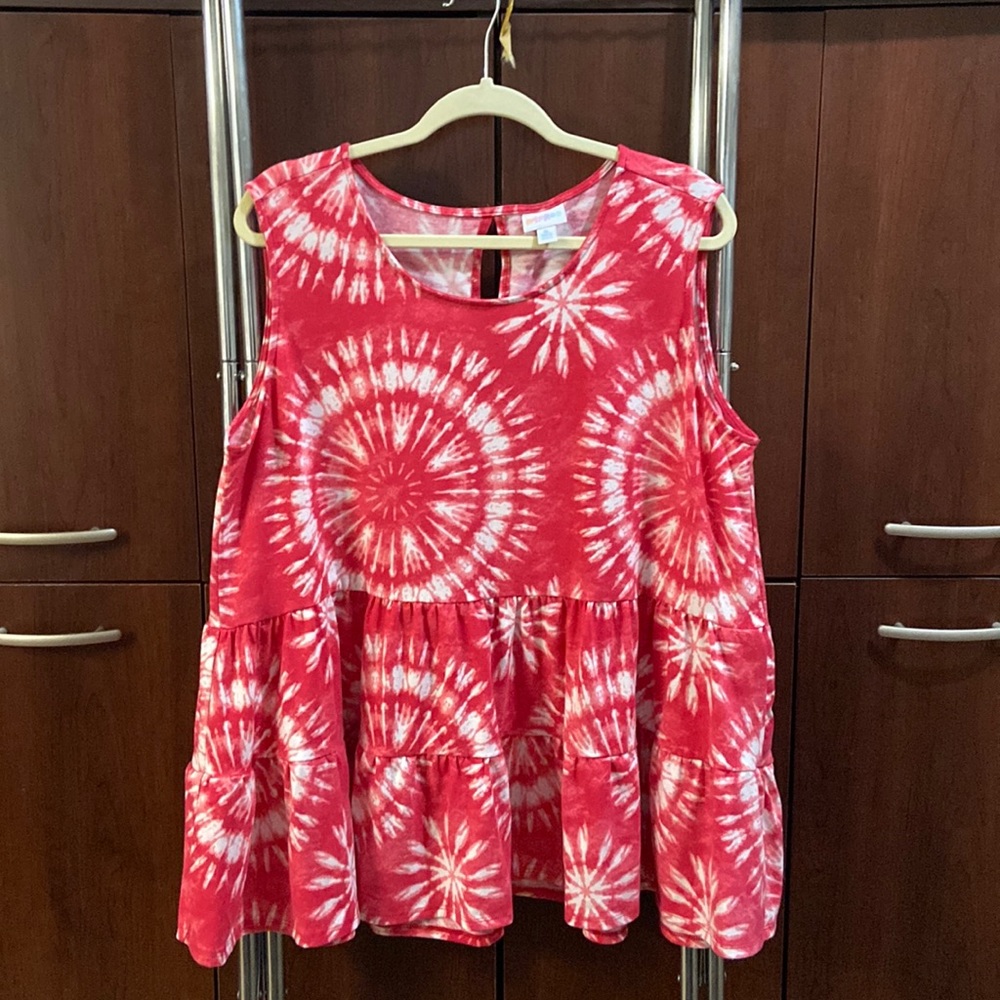 LulaRoe XL Elaina, red and pink and white